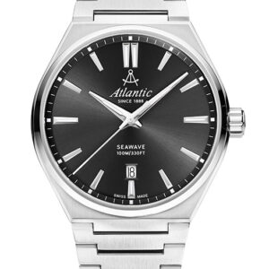 Stainless Steel Atlantic Watch with Black Dial
